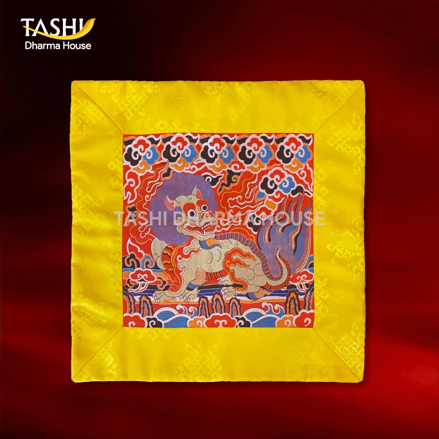 Vỏ gối/Khăn lót Mật Tông hình Kỳ Lân - Vải Gấm - 50cmx50cm [Tashi Dharma House]