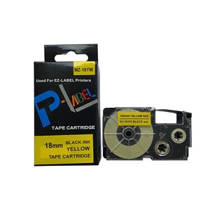 NHÃN IN CHO MÁY CASIO KL-120 / KL-230/ KL-HD1 / KL-820 / KL-7400 / KL-G2 - CHỮ ĐEN NỀN VÀNG 18MM MZ-18YW