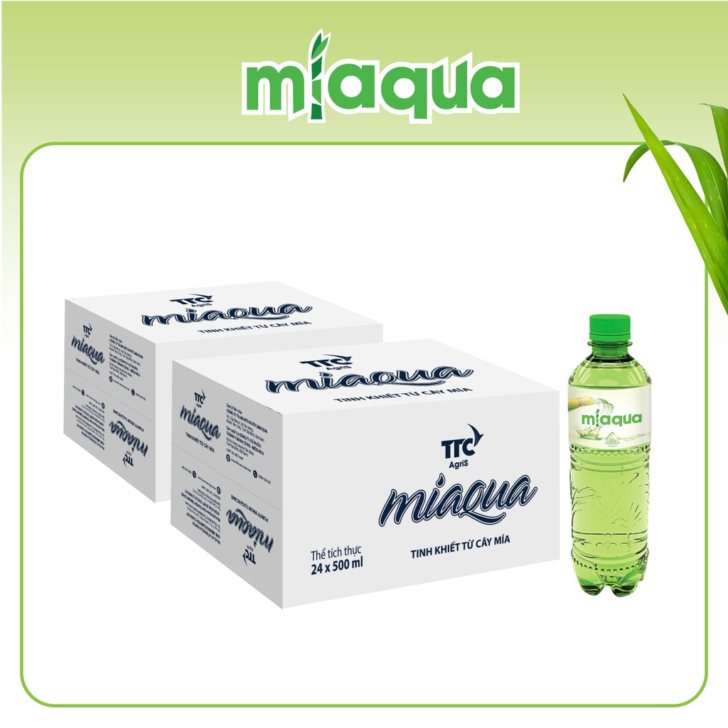 Combo 2 Thùng - Nước MiaQua-Nước Tinh Khiết Tinh Lọc Từ Cây Mía 24chai/500ml/1Thùng-