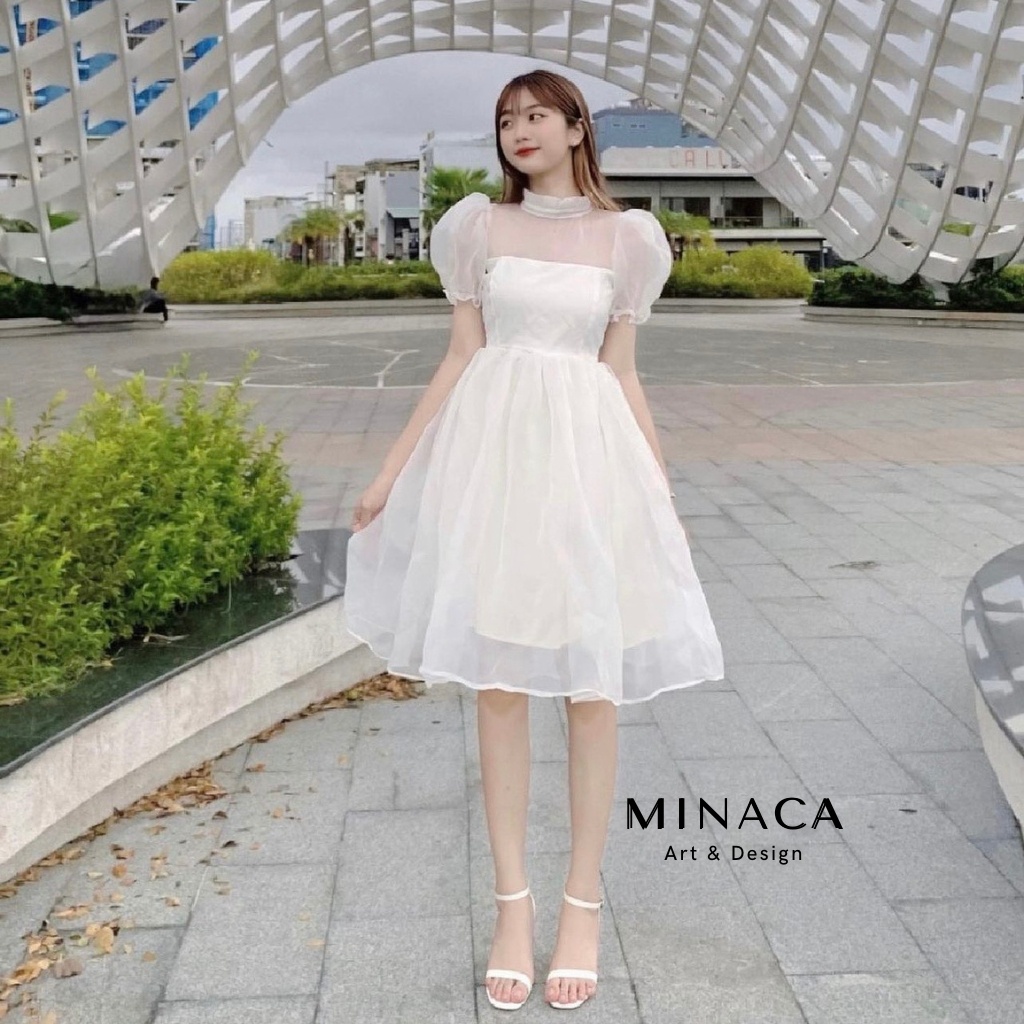 Váy nữ thiết kế dáng siêu chuẩn váy von công chúa cổ xếp ly Minaca V57