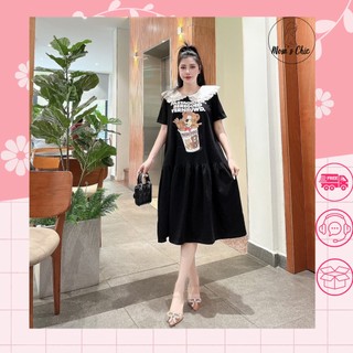 Váy, đầm suông dáng dài cổ sen chất liệu thun cao cấp co giãn 4 chiều thoáng mát có túi 2 bên sườn, bầu bí size 40-70kg