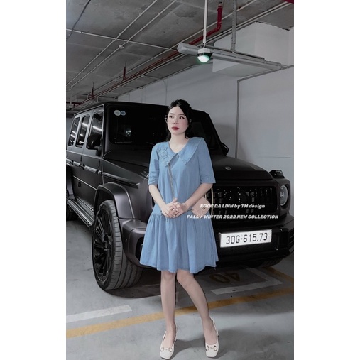 Váy Jean Cổ Nhọn Đuôi Cá Tay Lửng Siêu Xinh Mã QM28