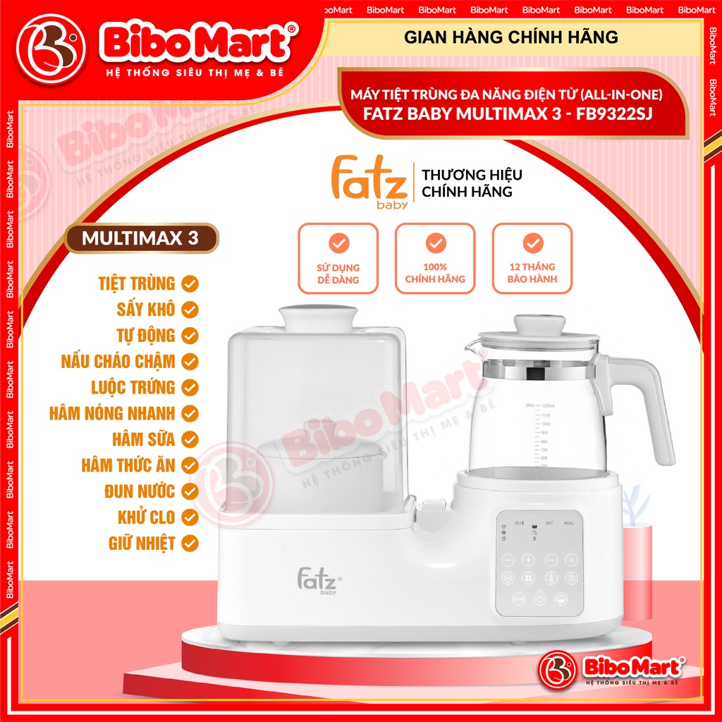 MÁY TIỆT TRÙNG HÂM SỮA ĐA NĂNG ĐIỆN TỬ (ALL-IN-ONE) FATZ BABY MULTIMAX 2 / 3 - FB9322SJ