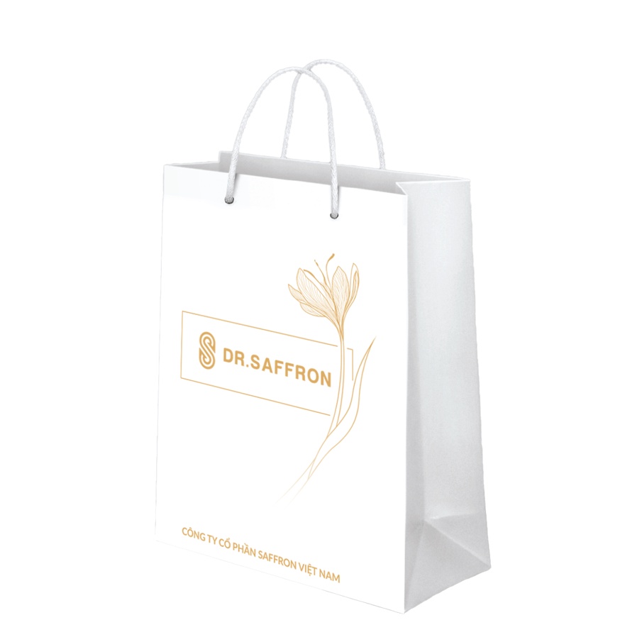 Túi giấy đựng quà thương hiệu Saffron Việt Nam loại cứng có họa tiết sang trọng