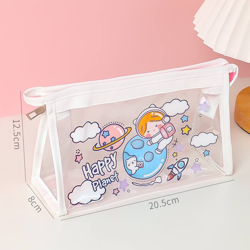 Túi đụng bút trong in hình hoạt hình dễ thương, túi đựng mỹ phẩm BBT1