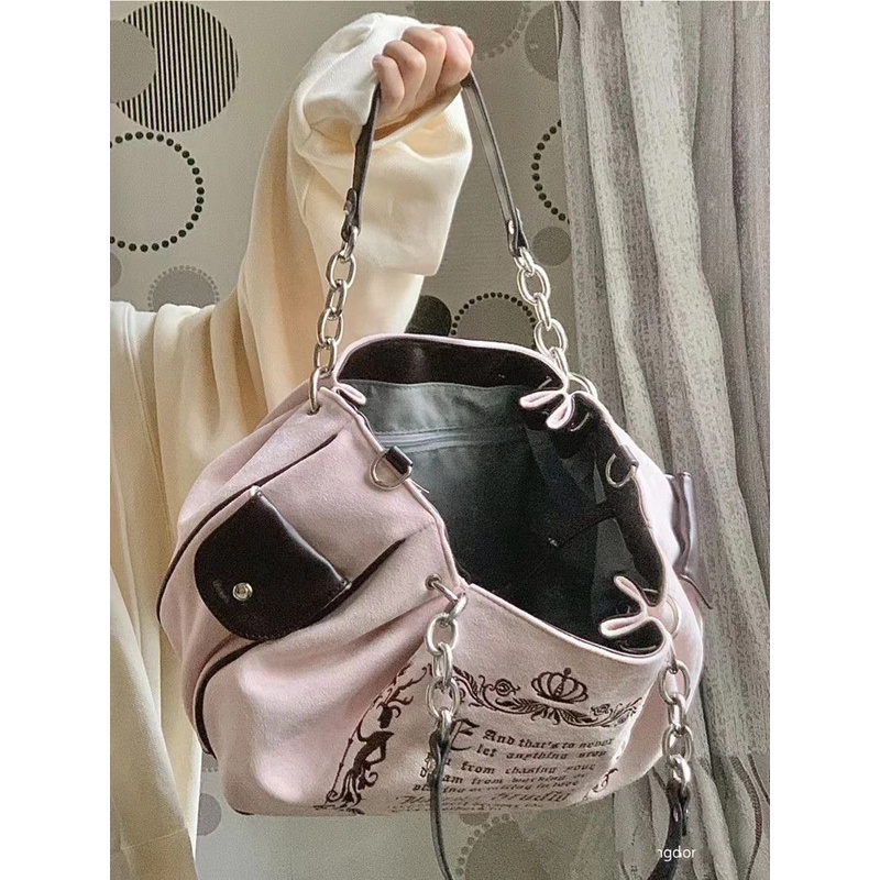 Túi đeo chéo da lộn phong cách retro