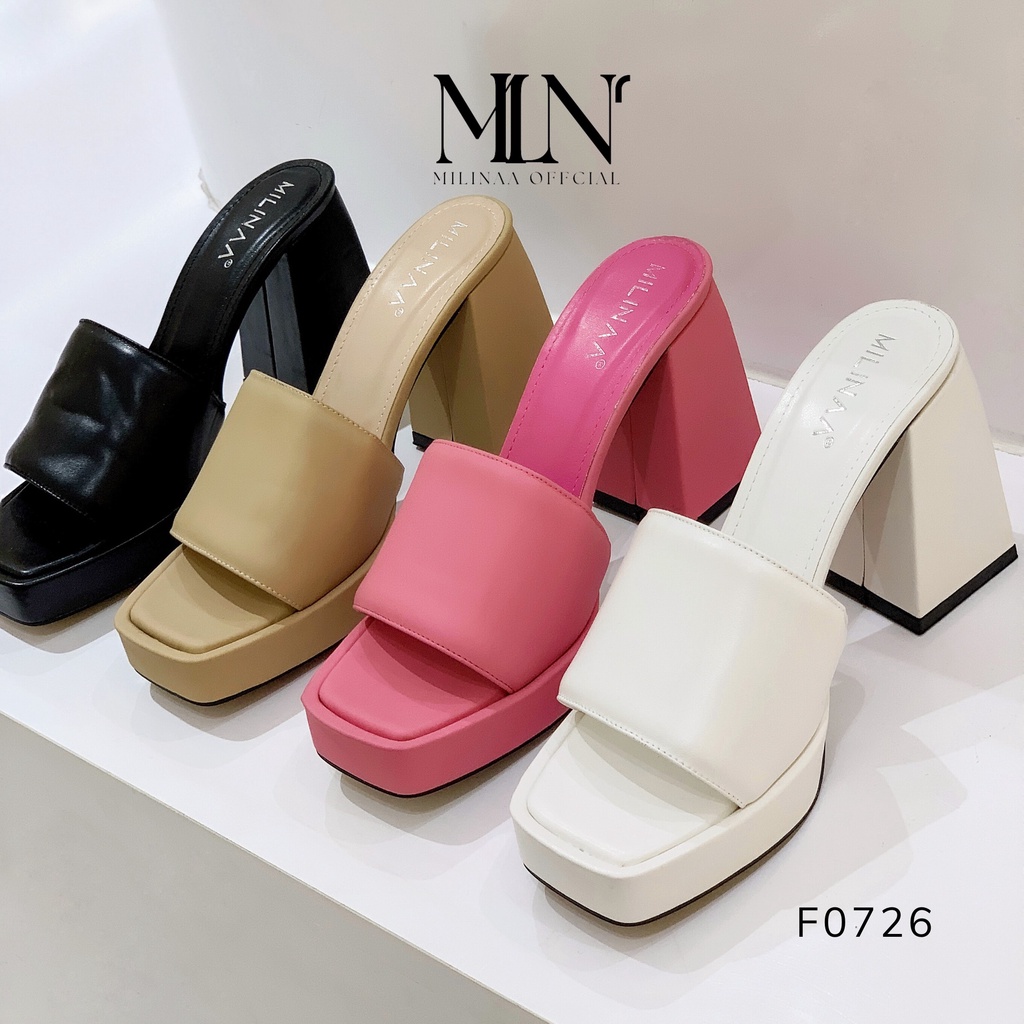 GIÀY CAO GÓT NỮ GUỐC TRỤ 8P ĐÚP MŨI BẢN TO NGANG F0726