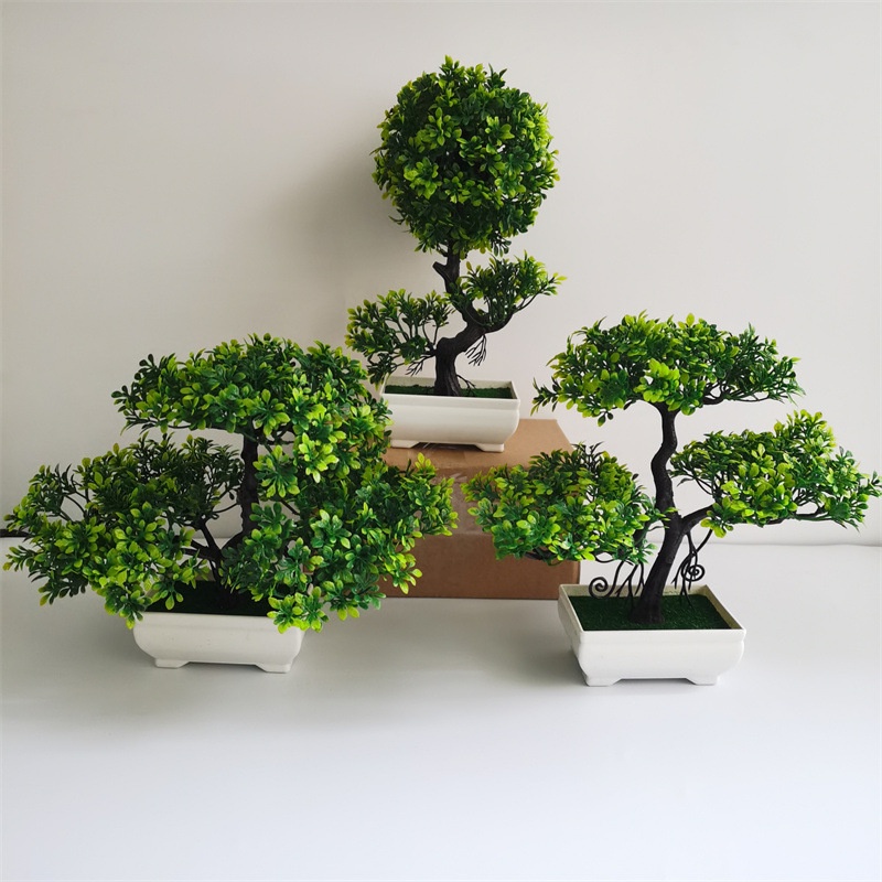 Chậu Cây Bonsai Giả Bằng Nhựa Để Bàn Trang Trí Phòng Khách Phòng Ngủ Cây nhựa trang trí Mẫu bonsai