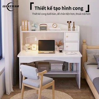 Bàn học liền giá sách, bàn để máy tính, tủ sách gia đình, bàn viết và làm việc LOFT bằng gỗ hiện đại đa năng