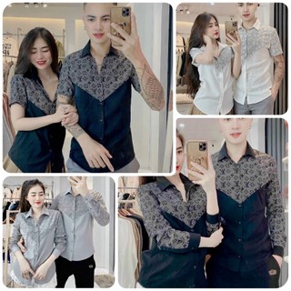 Áo sơ mi nam nữ, sơ mi cặp đôi chất đũi thời trang hottrend, mẫu loang đẹp, sang trọng - TMT SHOP