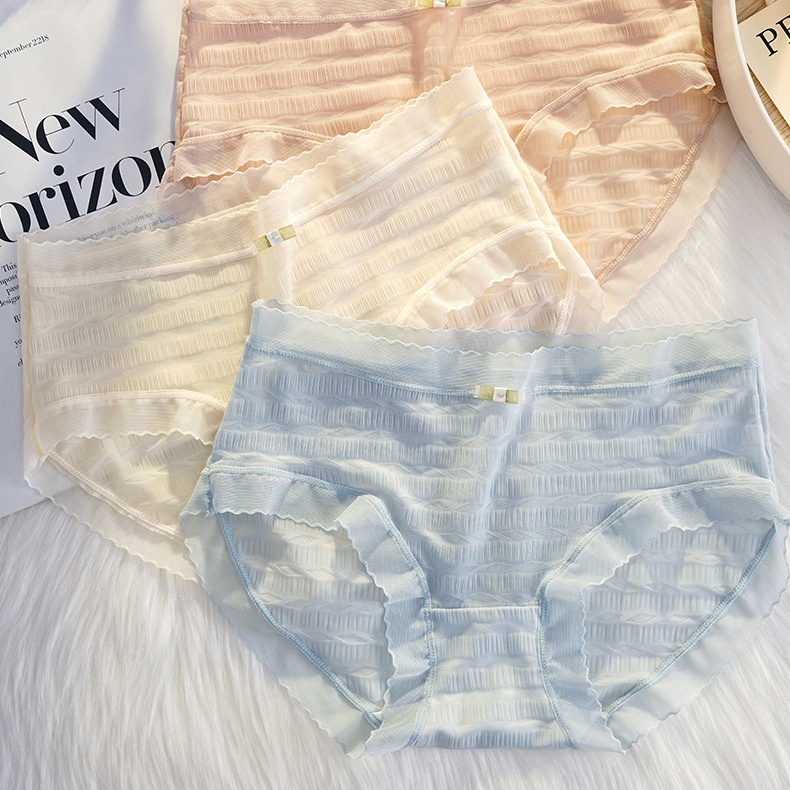 Quần Lót Nữ Cạp Vừa Mỏng Nhẹ - Quần Lót Ren Xuyên Thấu, Đáy May Thông Hơi AMYBRA L2306