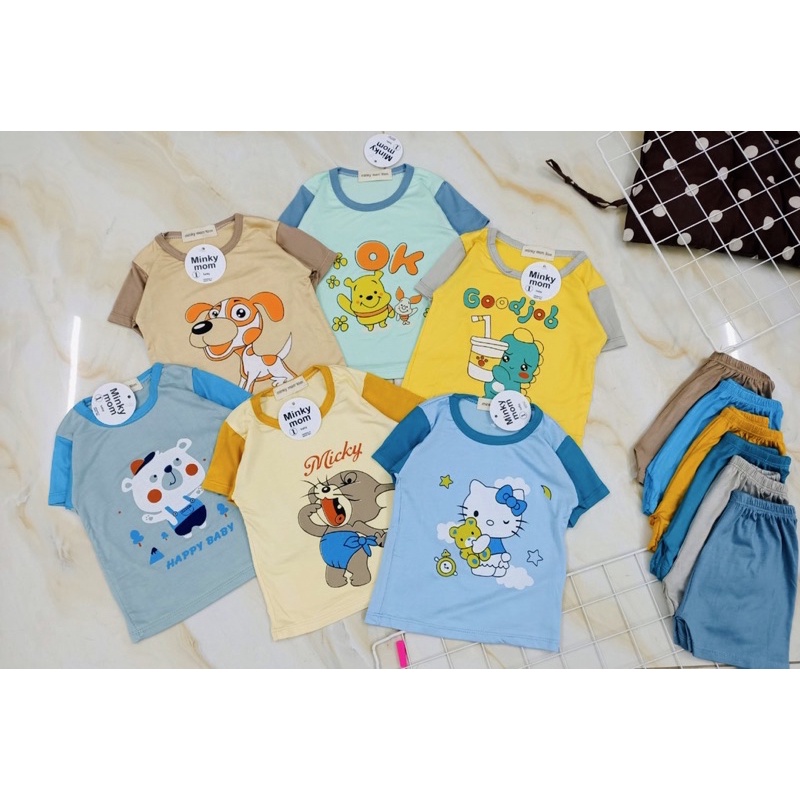 Bộ Cộc Tay Bé Trai, Bộ Thun Lạnh Minkymom Mịn Mát Cho Bé Trai Bé Gái Từ 8 - 18kg