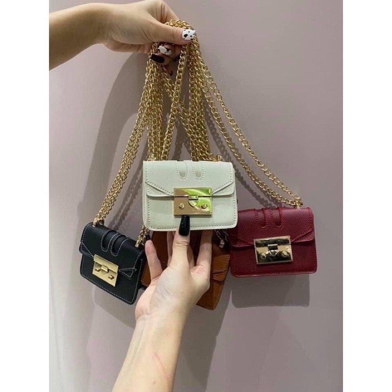 Túi đeo chéo đeo vai nữ mini khoá vuông 2 núm hot hit