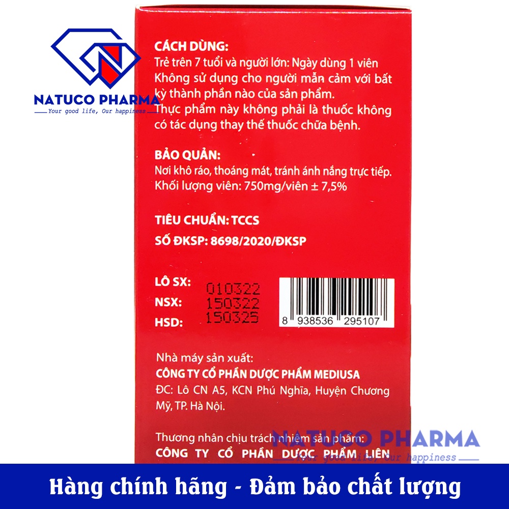 Viên uống bổ sung Sắt, Acid Folic FE FOLIC Pharmacist dùng cho phụ nữ mang thai và cho con bú, người mất máu nhiều