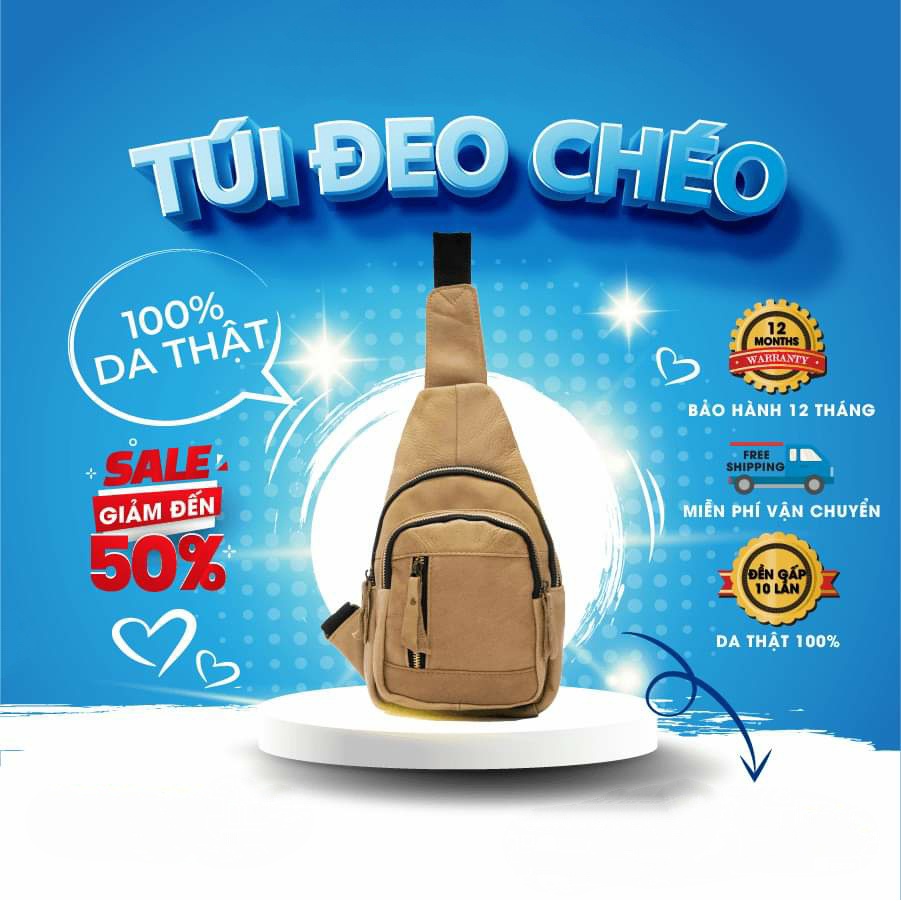 Túi đeo chéo nam da bò thật cao cấp, túi bao tử đẹp da thật nguyên tấm