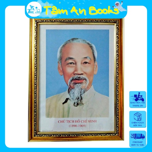 Khung kèm ảnh chân dung Bác Hồ treo tường kích thước 31,5x40cm và 40x50cm - Tâm An Books