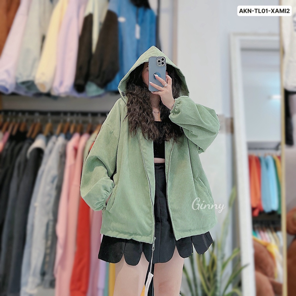 Áo Khoác Nhung Tăm ULZZANG 2 Lớp | Chống nắng tốt | Kèm Hình Thật | GINNY.VN