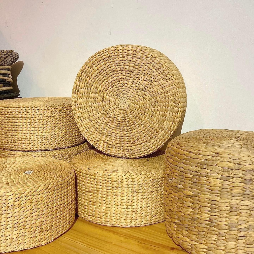 Đôn lục bình, ghế tròn bệt, bàn tròn lục bình hàng thủ công trang trí nhà cửa phong cách vintage