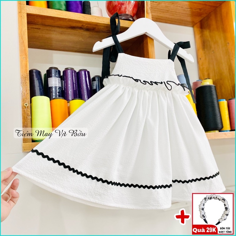 Váy Công Chúa Cho Bé Gái - Đầm Công Chúa Thiết Kế 2 Dây Thắt Nơ Sang Chảnh (Size 9kg - 35kg)