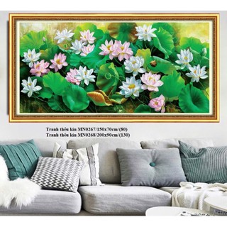 Tranh thêu chữ thập Đầm Sen MN0267 thêu kín chưa thêu
