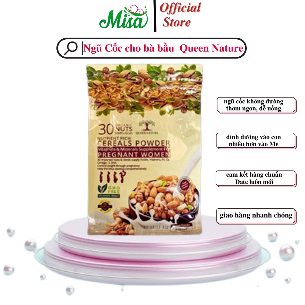 Ngũ Cốc Queen Nature Ngũ Cốc cho Bà Bầu bịch 800gr, Bột Ngũ Cốc 30 Loại Hạt Organic Thơm Ngon,Bổ Dưỡng