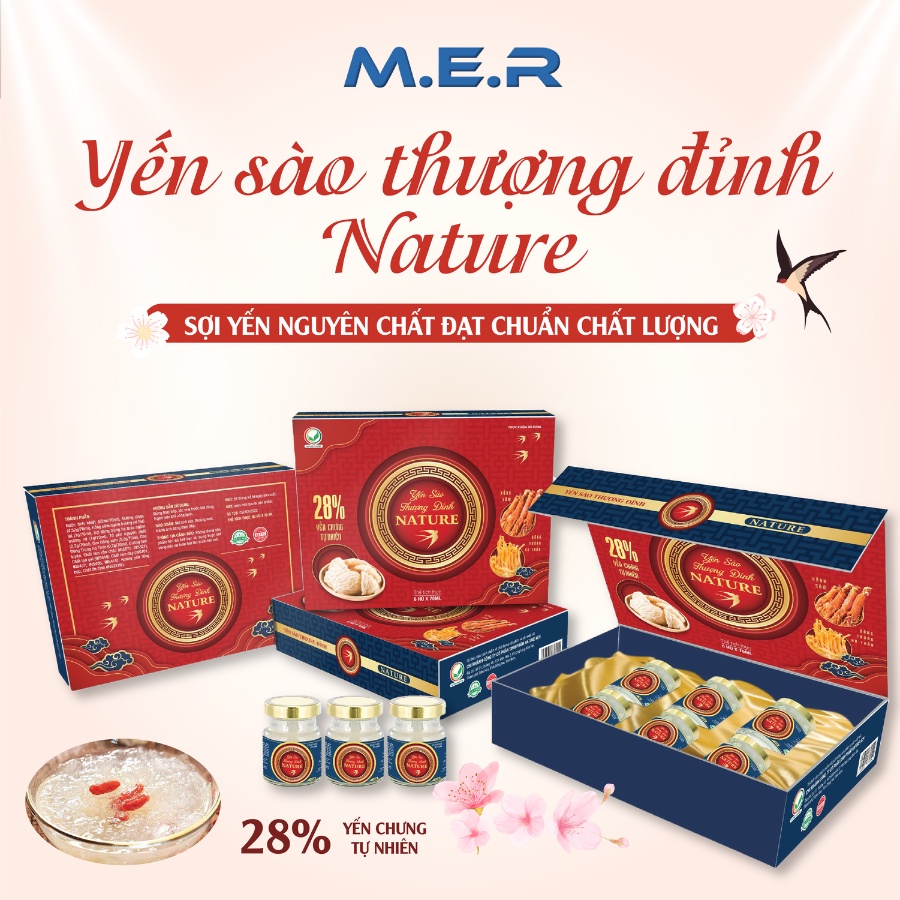 Yến Sào Thượng Đỉnh Nature Kết Hợp Đông Trùng Hạ Thảo Và Hồng Sâm Cao Cấp - Hộp 6 Hủ
