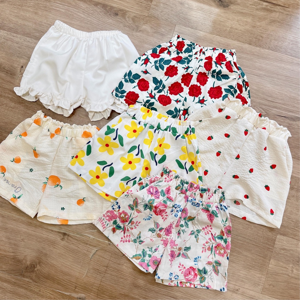 Quần đùi cho bé gái chất thô mềm mát, quần short bé gái từ 9-20kg Hapykids