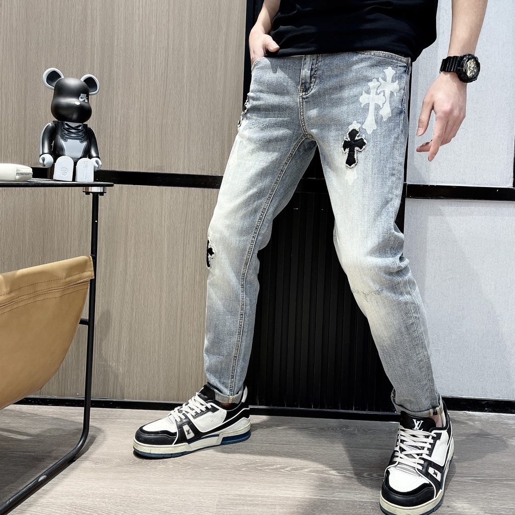 Hàng High Quality *_Chrome Heart Quần jeans nhãn hiệu , co giãn nhẹ_* từ xưởng chính hãng