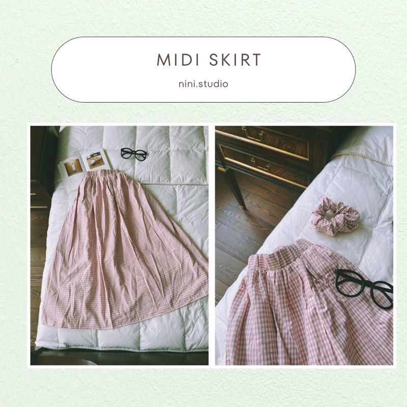 ✿ 𝒏𝒊𝒏𝒊 ✿ - chân váy caro hồng pastel ( tặng kèm scrunchies)