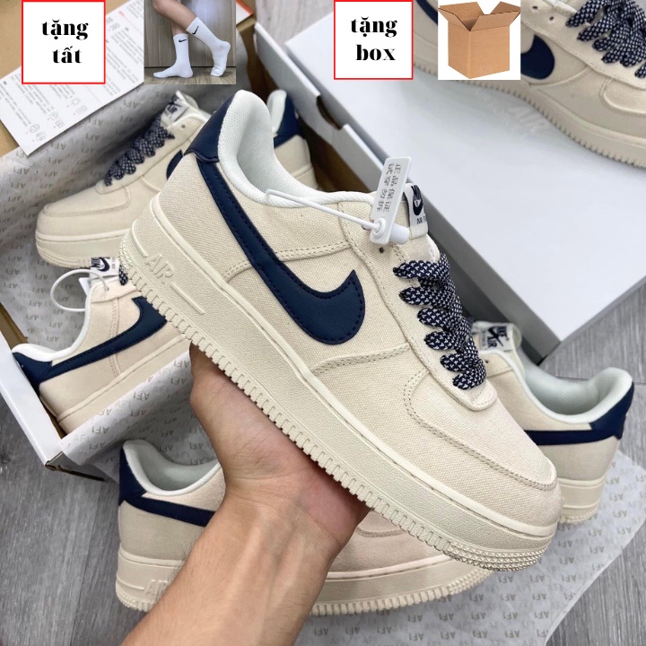giày af1 air force 1 canvas navy chuẩn sc nam nữ cổ thấp full bill box