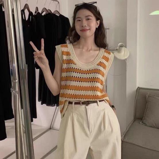 Áo 3 Lỗ Nữ Kẻ Sọc Chất Len Mông Tơ Ghi Hàng Quảng Châu Loại 1 Nhiều Màu Sắc