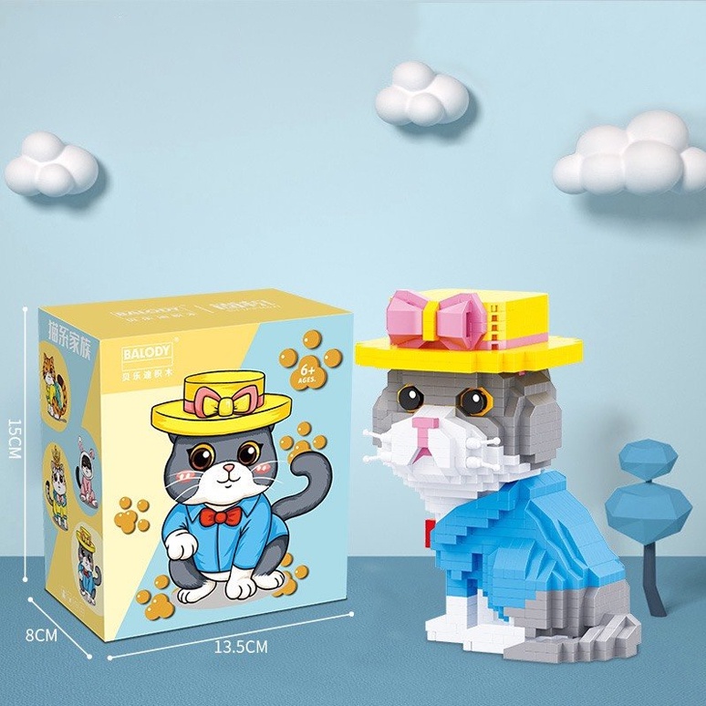 Mô hình lắp ráp lego gia đình mèo