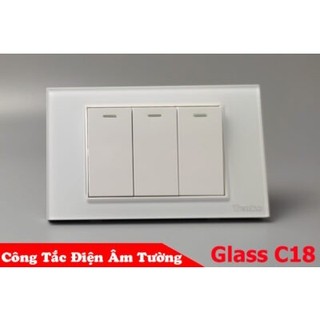 Công tắc 3 hạt âm tường mặt kính cường lực tenko tk-c18-t03