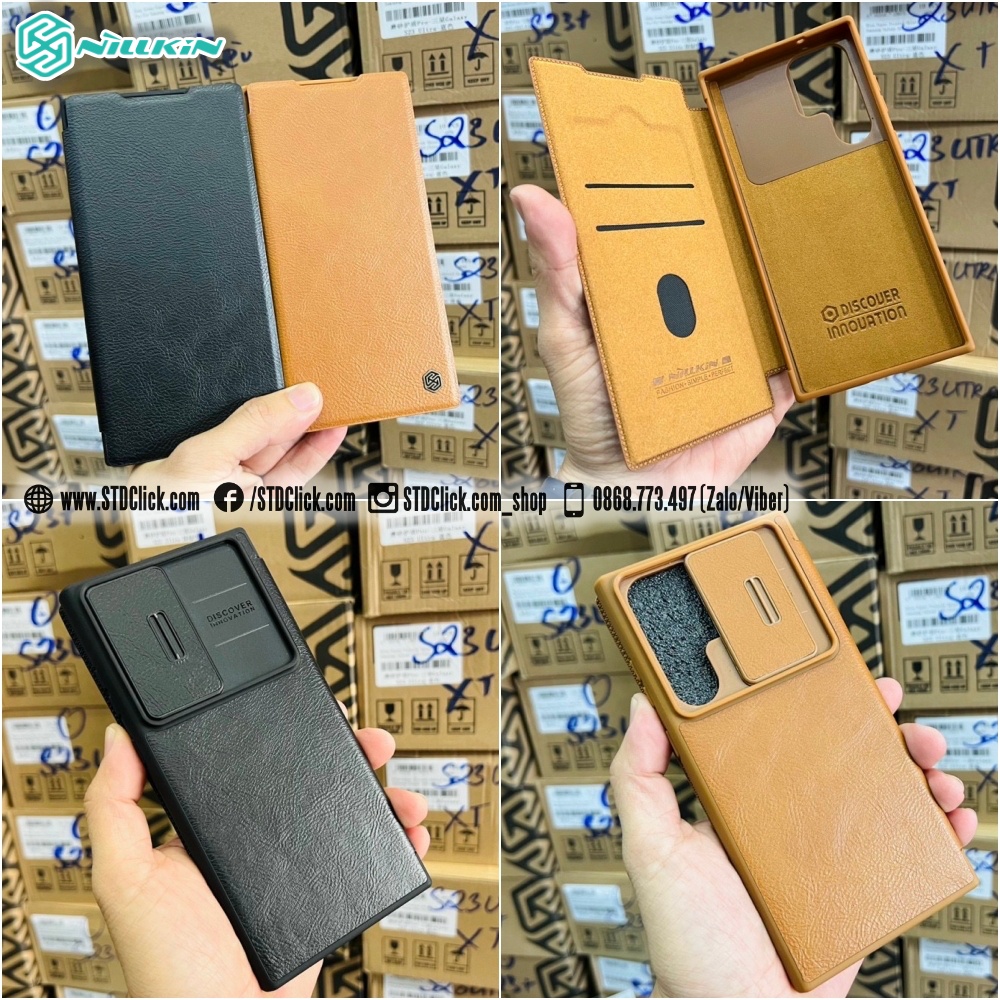 BAO DA SAMSUNG GALAXY S23 ULTRA 5G NILLKIN QIN PRO BẢO VỆ CAMERA CHÍNH HÃNG