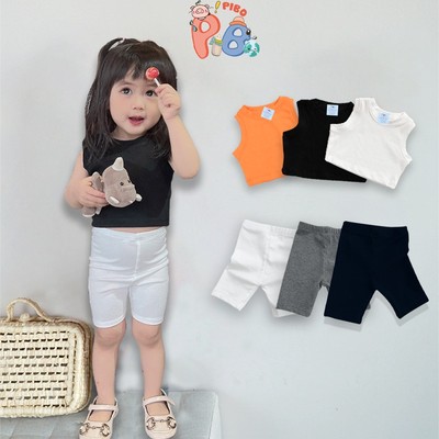 Set Đồ Bộ Bé Gái Quần Legging Đùi Phối Áo Croptop Sát Nách Cho Bé Co Dãn 4 Chiều, Thoáng Mát - BabyBoo - PiBo-BCRSNLGN