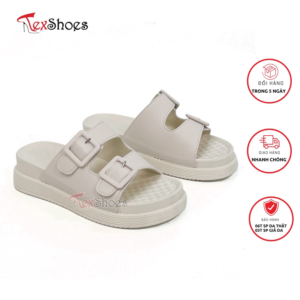 Dép nữ đi chơi siêu mềm quai cài đế 5cm VNXK TEX SHOES