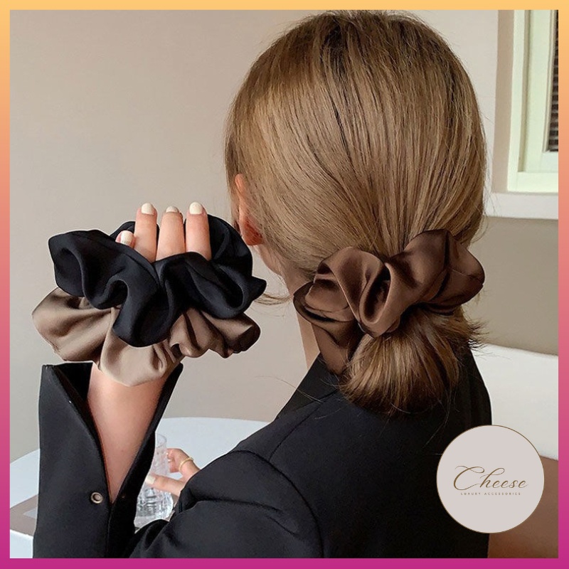 Dây buộc tóc/Cột tóc vải satin bóng siêu cao cấp gam màu sang trọng phong cách vintage Hàn Quốc