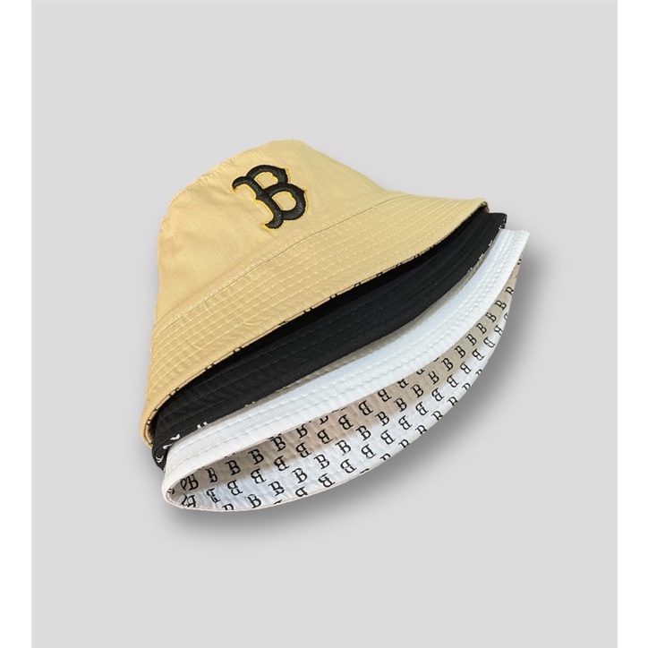 Mũ bucket cụp 2 mặt phong cách hàn quốc thêu logo nổi chữ B