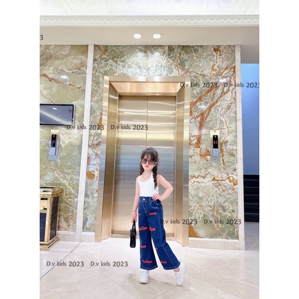 Bg30- sét áo bé gái + quần jean chữ đỏ size đại