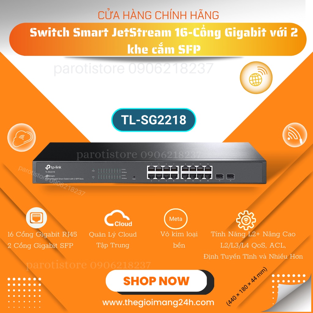 Bộ chia mạng Smart Switch JetStream 16 cổng Gigabit TP-LINK TL-SG2218 _Hàng chính hãng