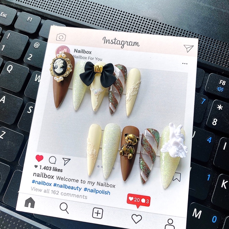 nail box kèm keo và dũa, móng úp ,móng giả