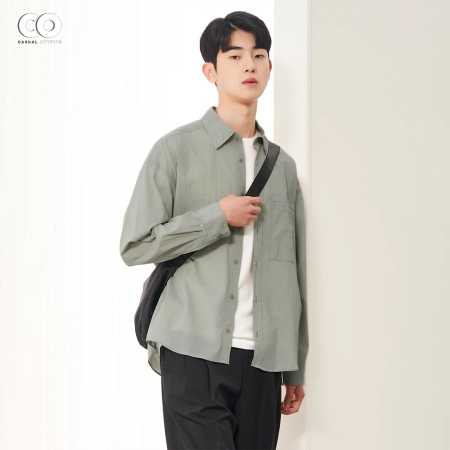 Áo sơ mi tay dài 8seconds túi may kiểu, chất nylon - 2 Màu