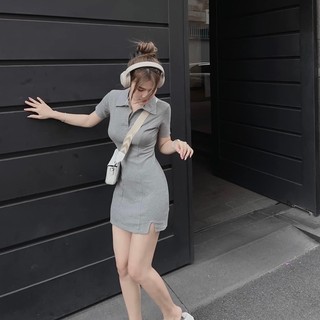 ĐẦM POLO XẺ ĐÙI 2 MÀU