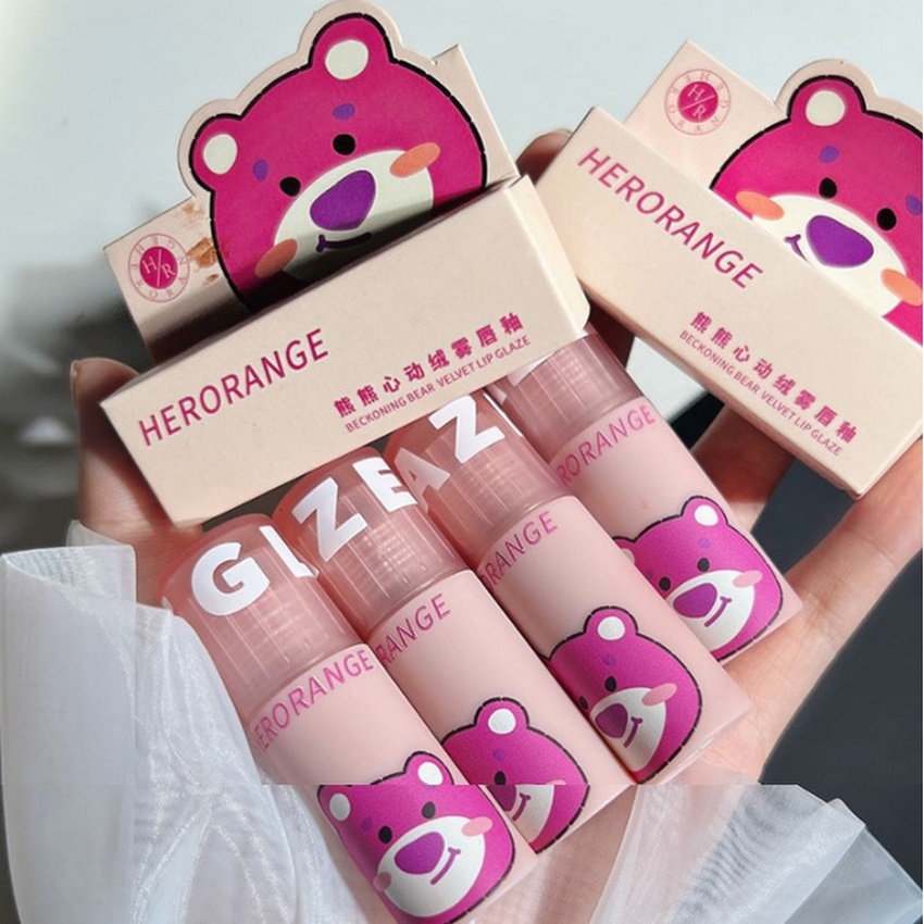 Son velvet son kem lì gấu dâu HERORANGE mềm mịn lâu trôi Beckoning BearLip Glaze HERO29 son nội địa trung DANA | BigBuy360 - bigbuy360.vn