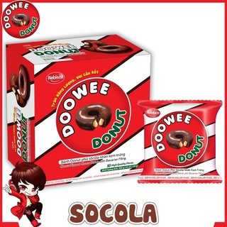 Bánh donut phủ socola nhân kem trứng Doowee Donut hộp 290g