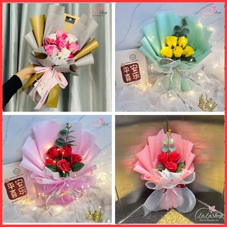 [HỎA TỐC] Hoa 8/3 - Hoa hồng sáp thơm ( bó 3,5,7 bông ) hàng cao cấp quà tặng 20/10, 20/11, 14/2