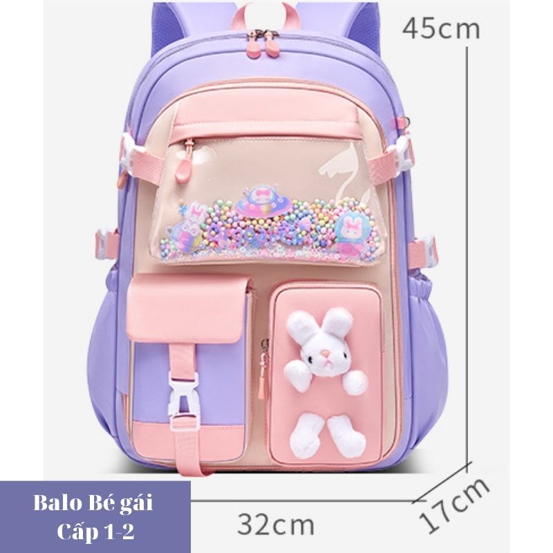 BaLô Đi Học chống thấm nước hình Thỏ thời trang dành cho bé Gái Cấp 1-2 BLBGTH23222