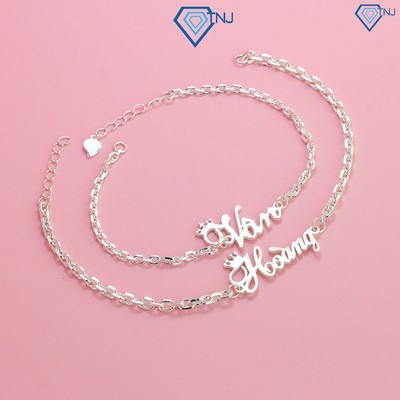 Vòng tay đôi bạc nam nữ khắc tên theo yêu cầu LTD0037 - Trang Sức TNJ