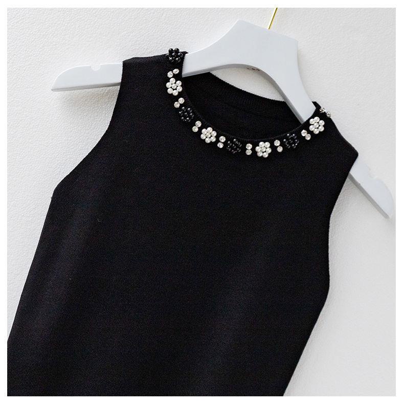 Áo sweater Không Tay Màu Trắng Đính Hạt Phong Cách Thời Trang Mới 2023