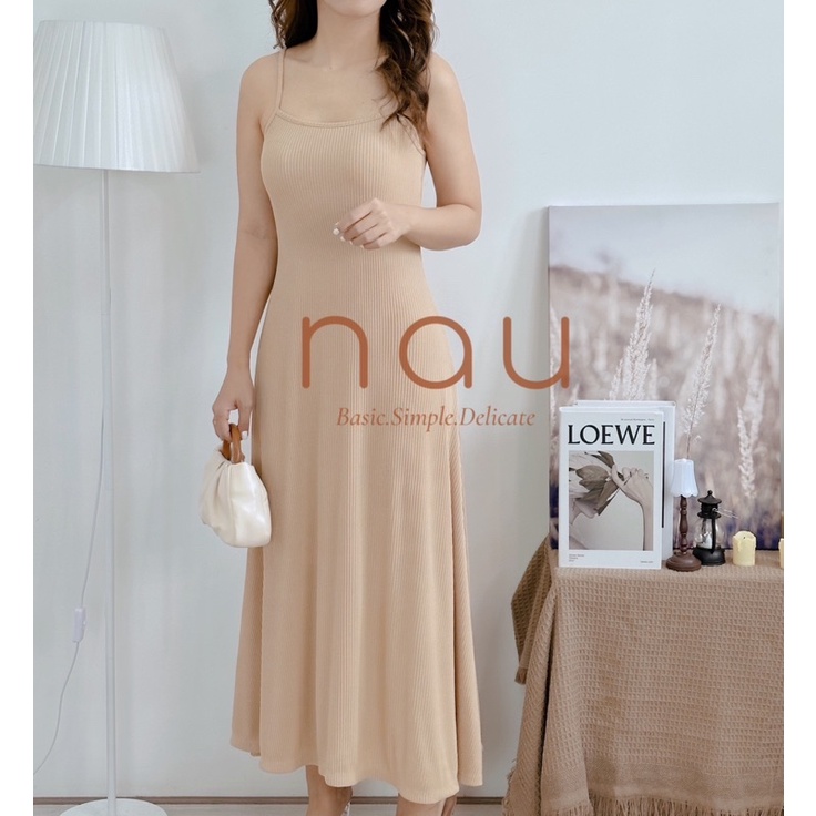 Đầm hai dây dáng dài thun tăm mùa hè